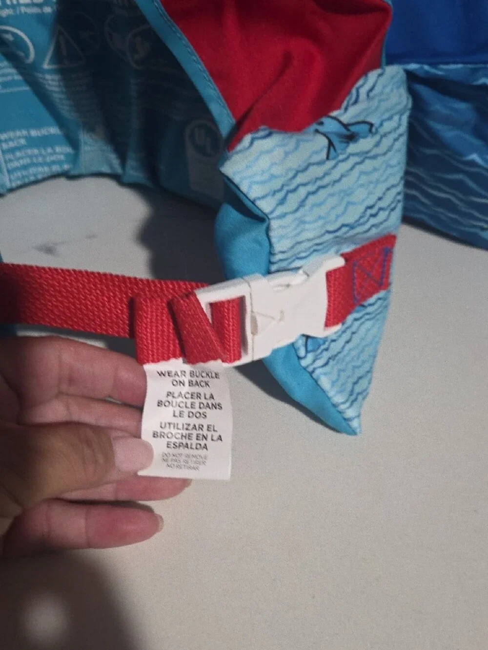 Kids Shark Print Swim Vest Life Jacket - Blue & Red